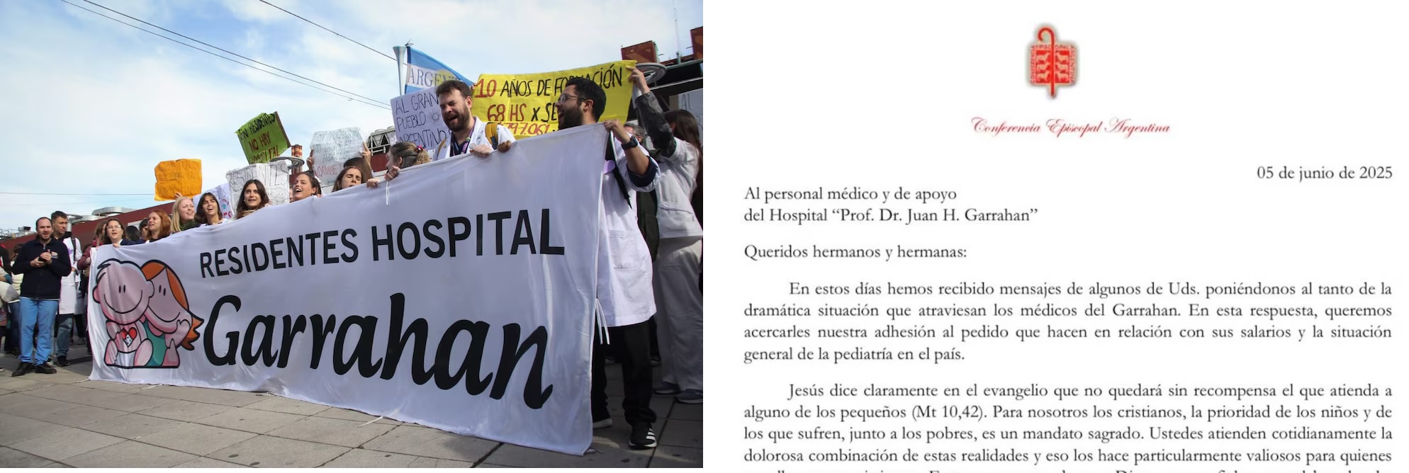 La Iglesia respaldó a los médicos del Garrahan y cuestionó la falta de sensibilidad con los niños