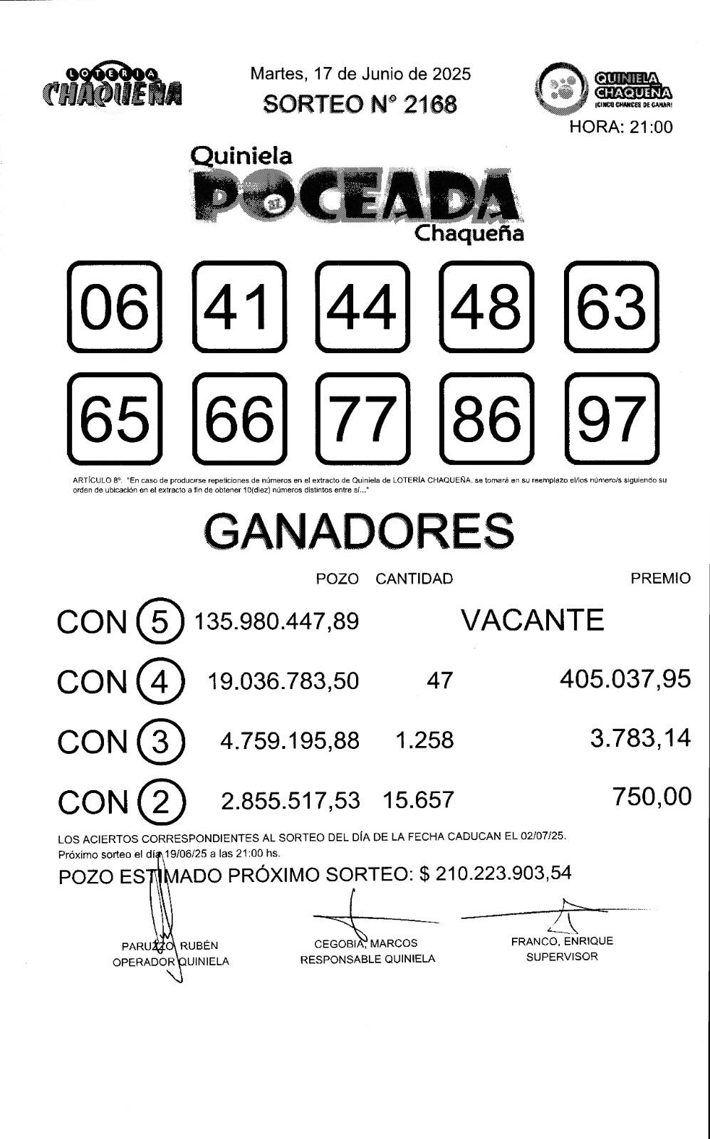 Se agranda: otra vez sin dueño la Poceada que sorteará $ 210 millones este jueves