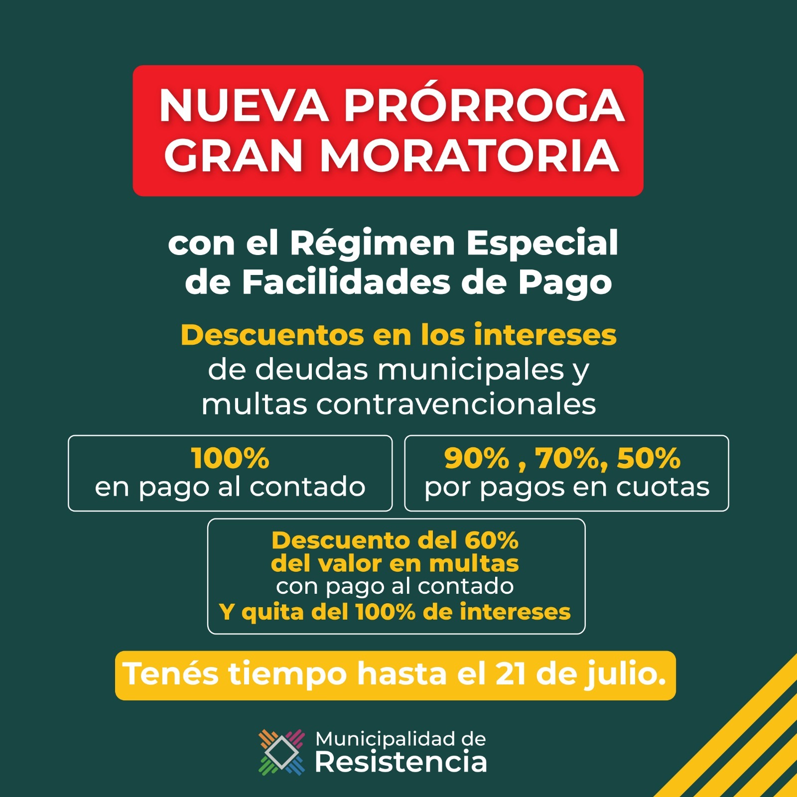 Resistencia El Municipio extendi hasta el 21 de julio el plazo