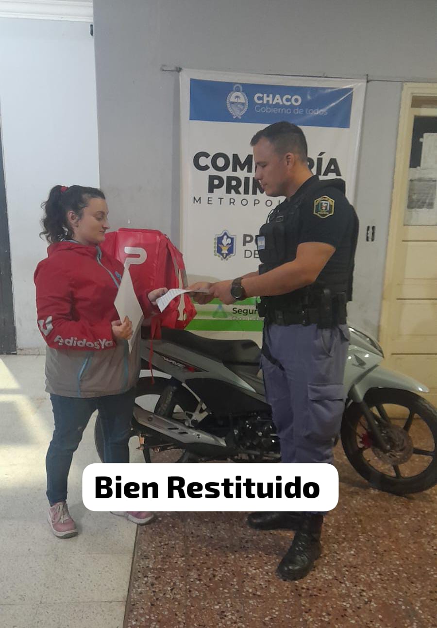 Resistencia: la Policía recuperó una moto robada a punta de pistola a una repartidora de pedidos