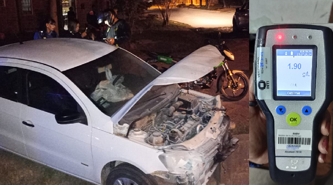 Ebrio al volante: chocó varios vehículos y terminó en una alcantarilla