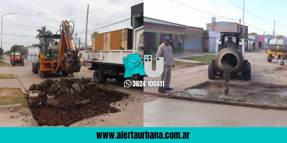 El municipio de de Presidencia de la Plaza avanzan con tareas de bacheo 
