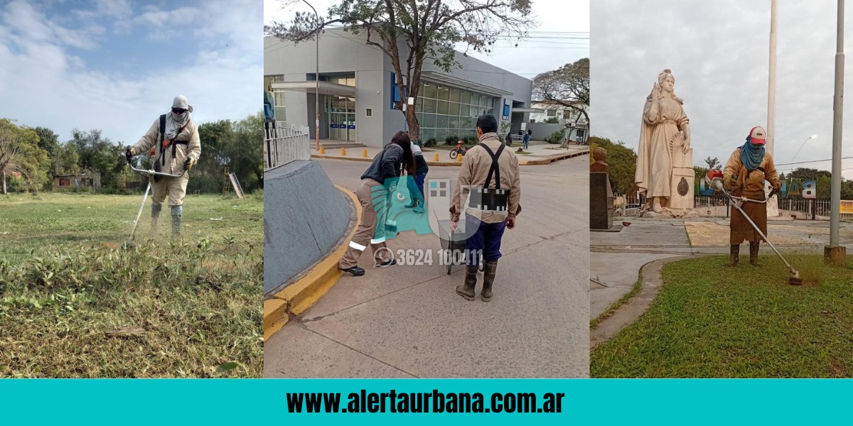 El municipio de Barranqueras avanza con tareas de mantenimiento en espacios verdes