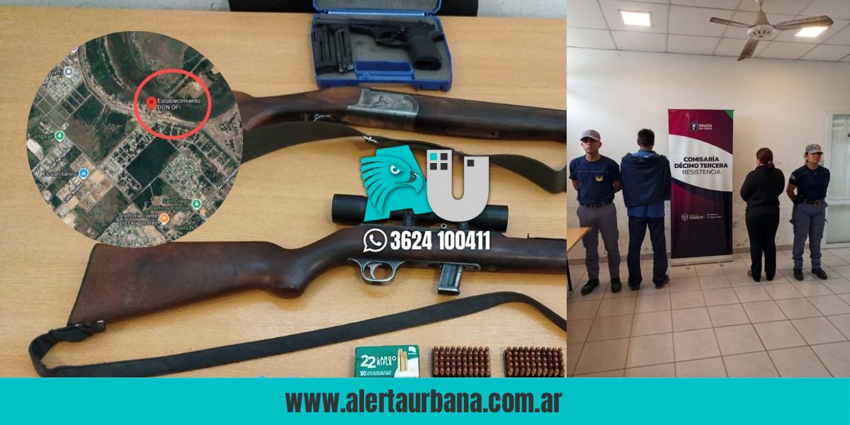 Incautan arsenal y detienen a pareja por amenazas con armas en las afueras de Resistencia