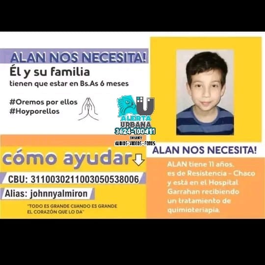 Alan tiene 11 años y necesita ayuda urgente