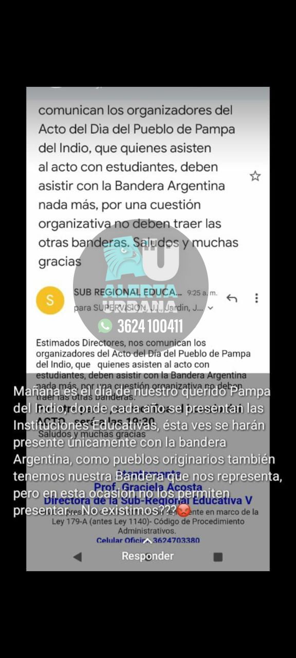 Pampa del Indio Repudian comunicado de la Regional Educativa