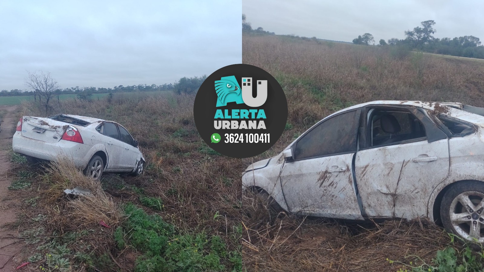 Gral Pinedo: perdió el control de su auto tras esquivar un fardo de alfalfa abandonado en plena ruta provincial n°13