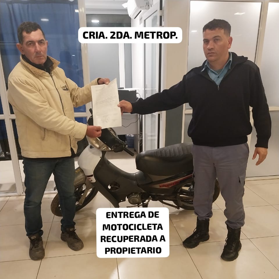 Resistencia: recuperan y restituyen una moto buscada por la Justicia