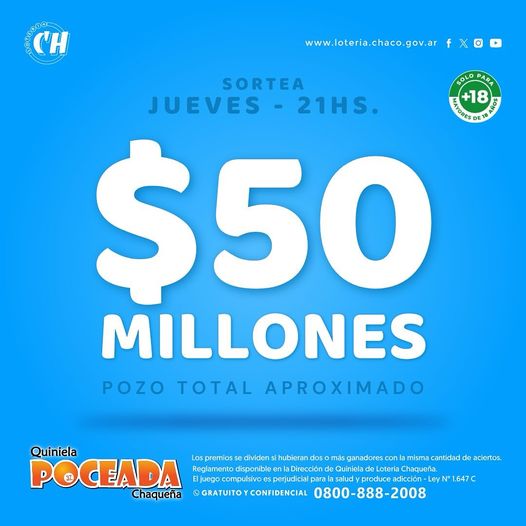 La Poceada pone en juego 50 millones de pesos este jueves 8