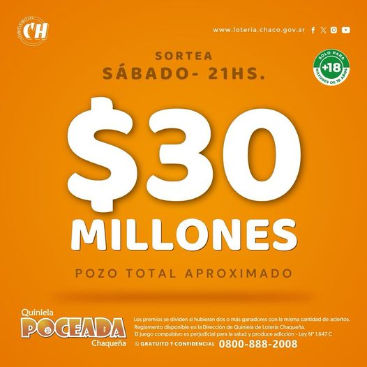 ¿Vas a tentar a la suerte?: La Poceada pone en juego 30 millones de pesos este sábado