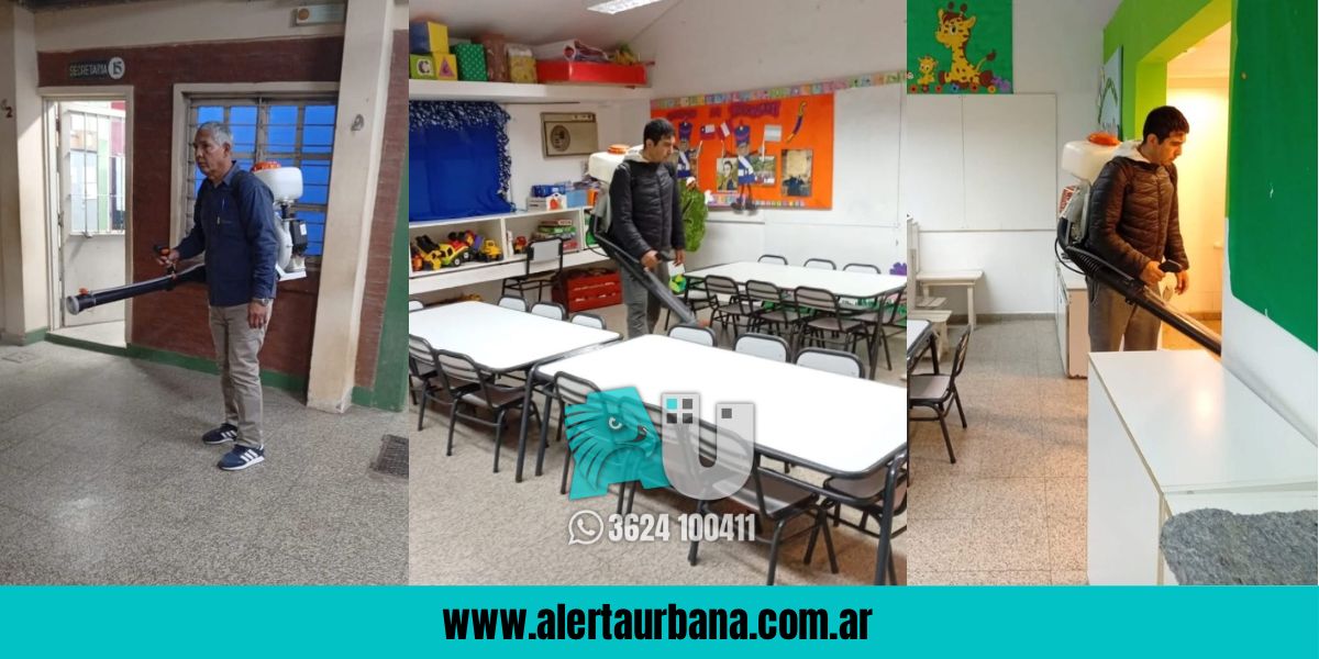 El municipio de Fontana realizó un operativo de sanitización en escuelas y jardines