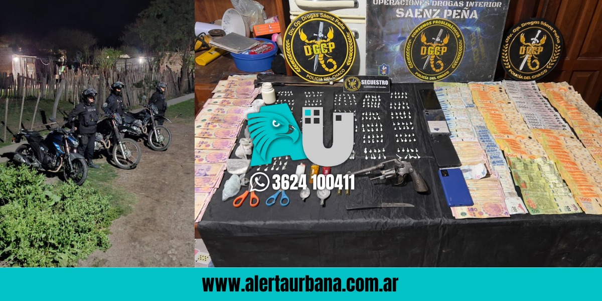Incautan cocaína, armas y dinero en operativo antidrogas en Machagai