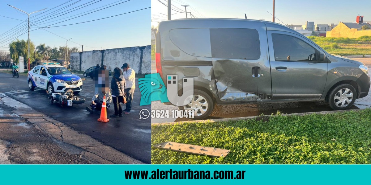 Motociclista herido tras fuerte choque contra un utilitario en Marconi y Capitán Giachino