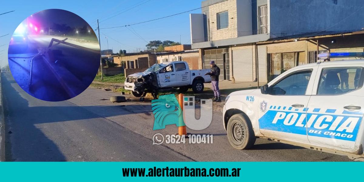 De milagro no mató a nadie: presunto borracho chocó una jirafa de luz en plena avenida Castelli
