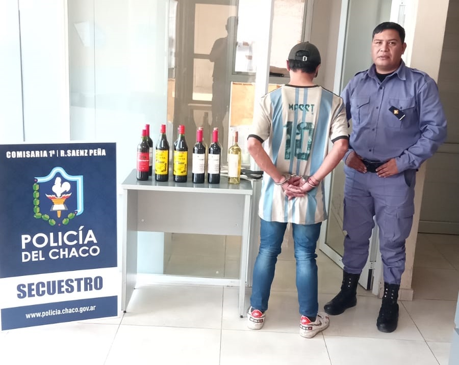 Por borracho: robó once botellas de vino en Sáenz Peña y lo detuvieron 