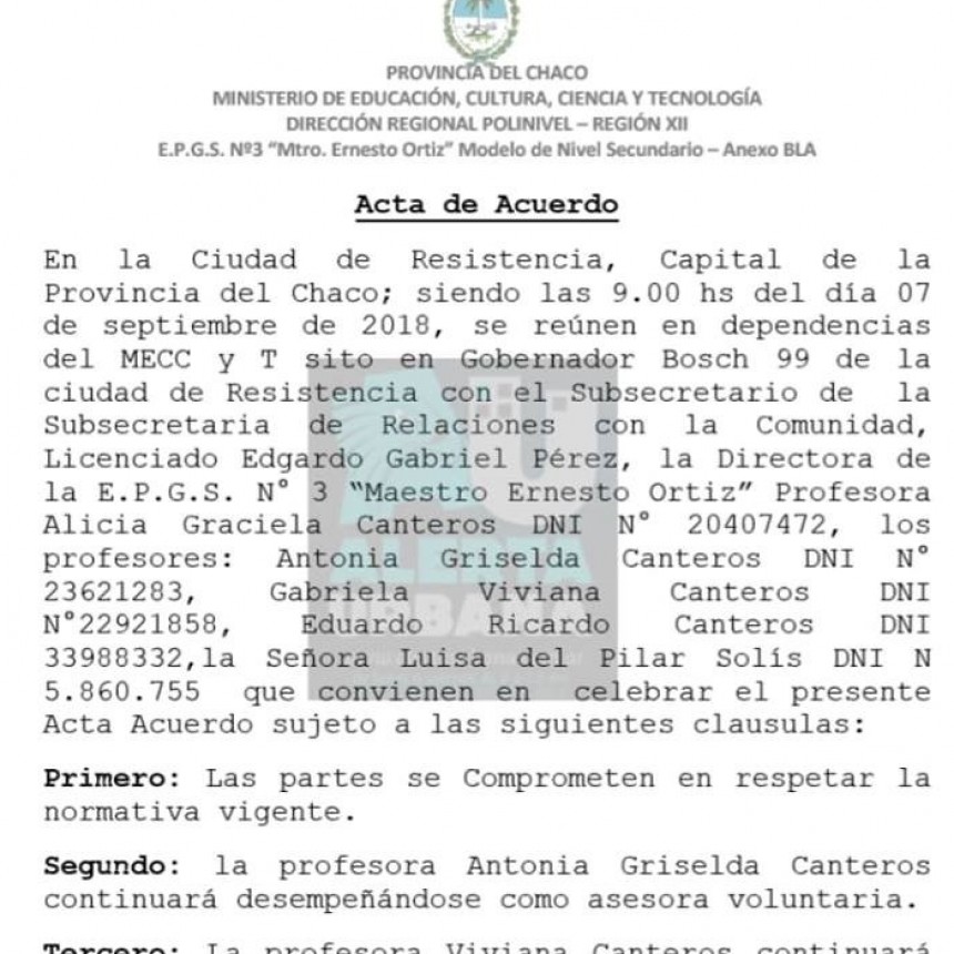 Los docentes desplazados de la EPGS Nº 3 de Fontana fueron reintegrados en sus funciones
