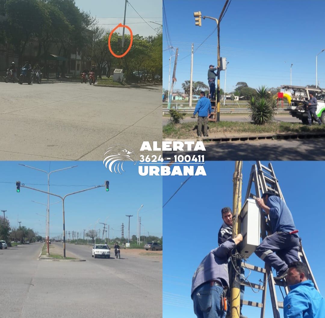 Repararon el semáforo de Av. Alberdi y Av. Soberanía Nacional 