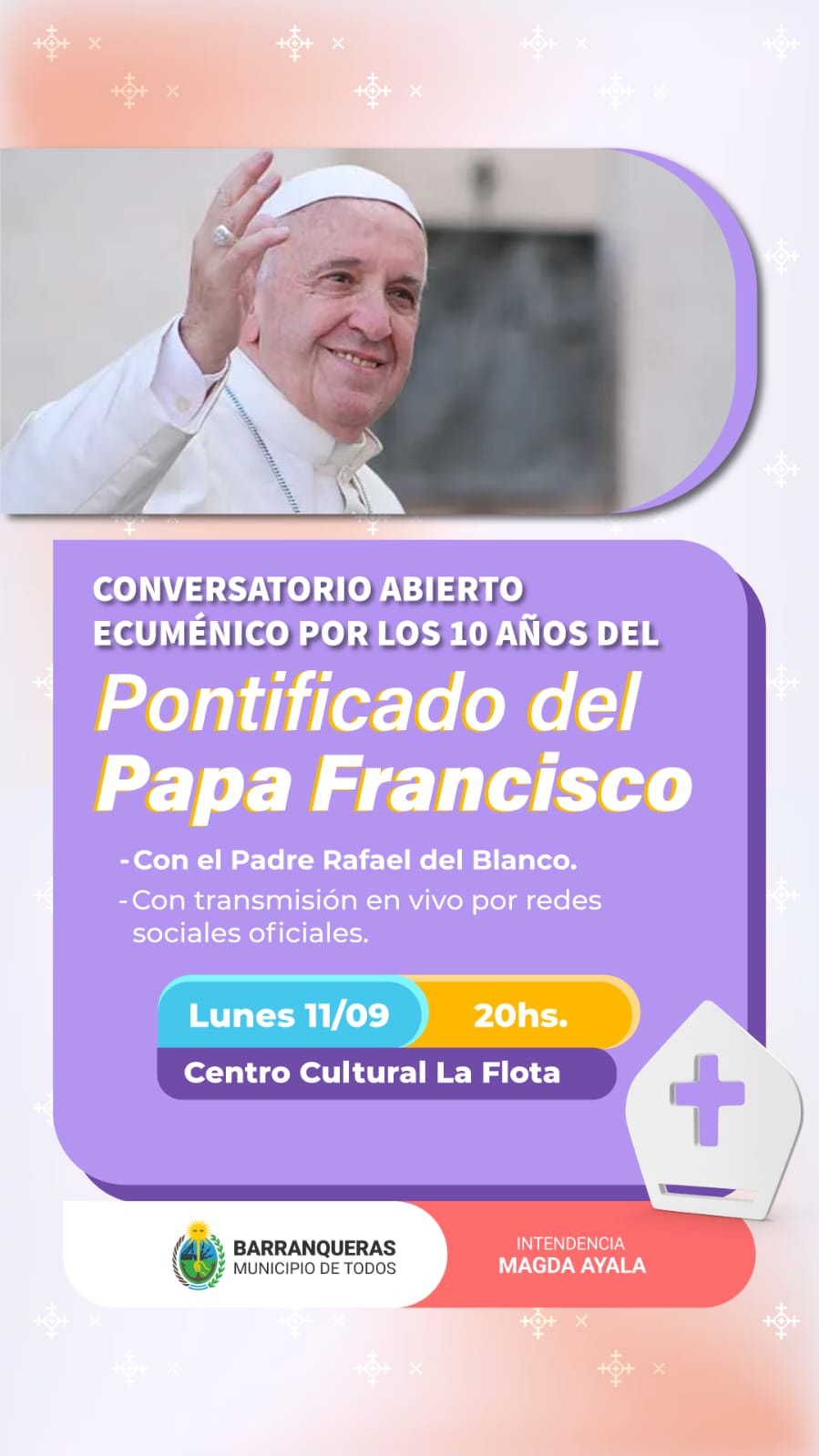 Barranqueras honrará el aniversario del Pontificado de Papa Francisco 