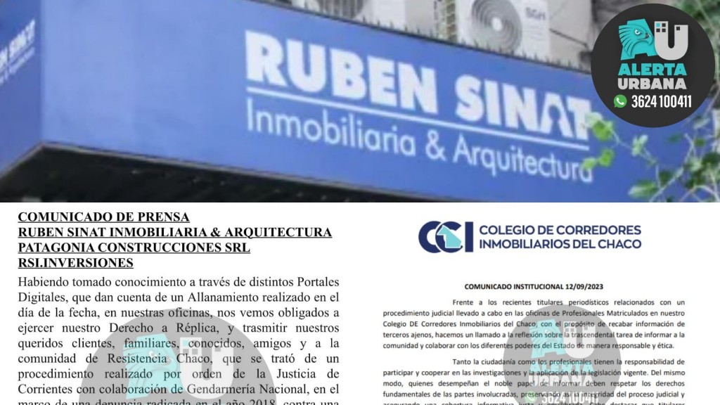 Resistencia sorpresivo allanamiento en inmobiliaria Rub n Sinat