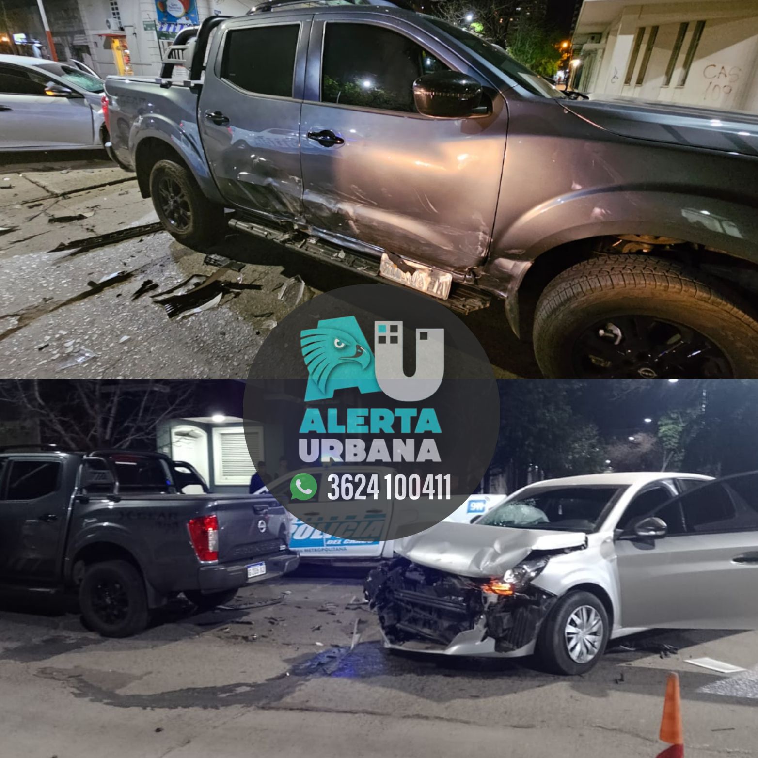 Resistencia: chocaron a Gustavo Olivello. Su camioneta y el auto que lo impactó sufrieron daños de consideración 