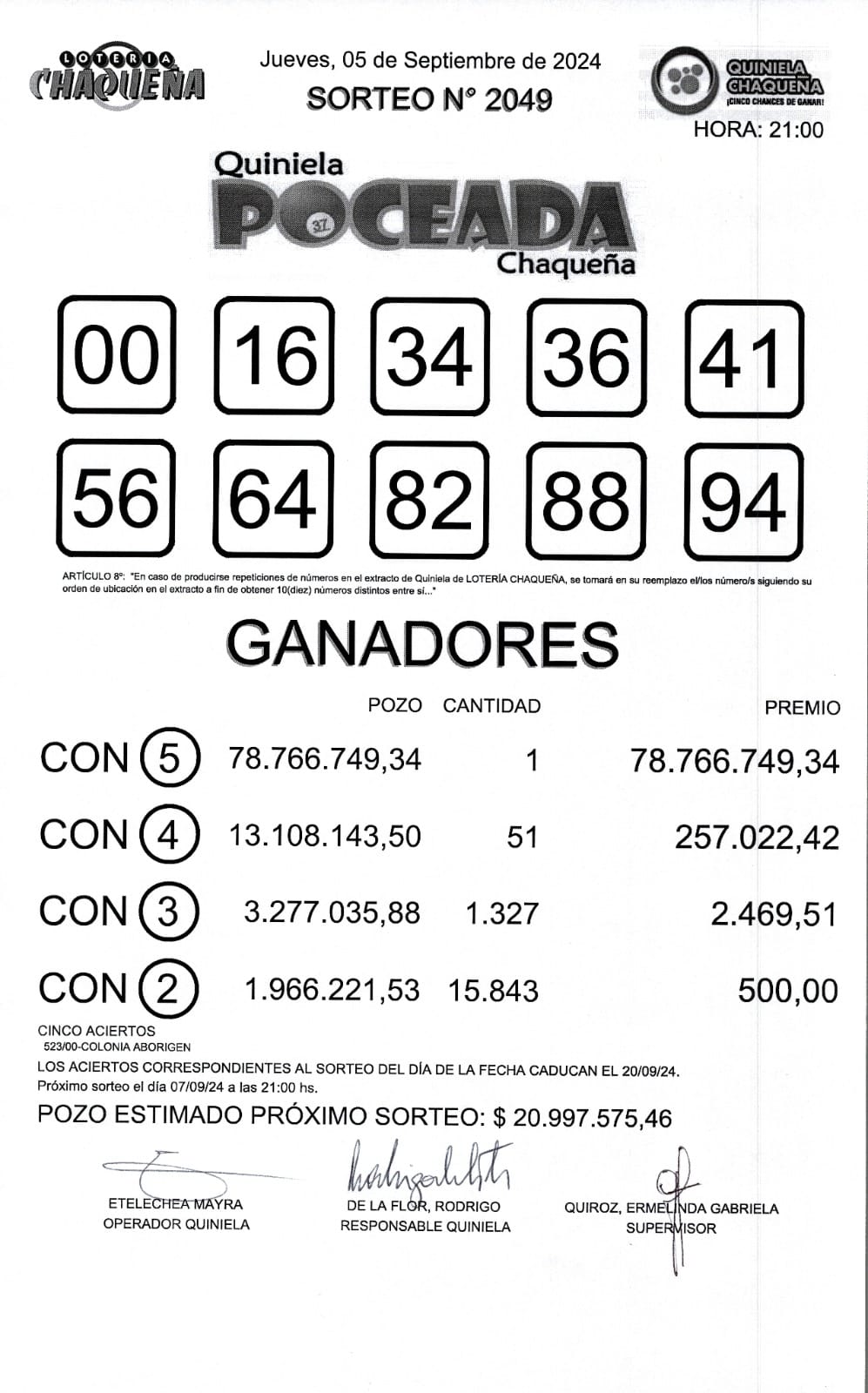 Segunda vez seguida que sale la Poceada: $ 78 millones para el ganador