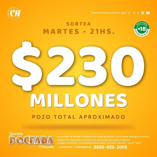 Suerte y más suerte: La Poceada pone en juego 230 millones de pesos este martes