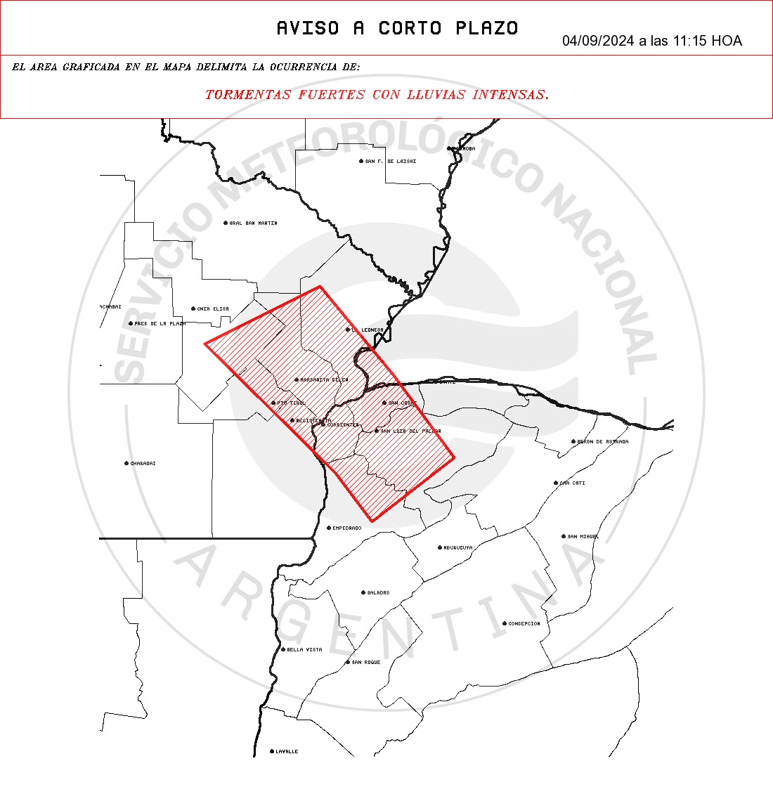 ÚLTIMO MOMENTO: Aviso de corto plazo por tormentas fuertes para Resistencia
