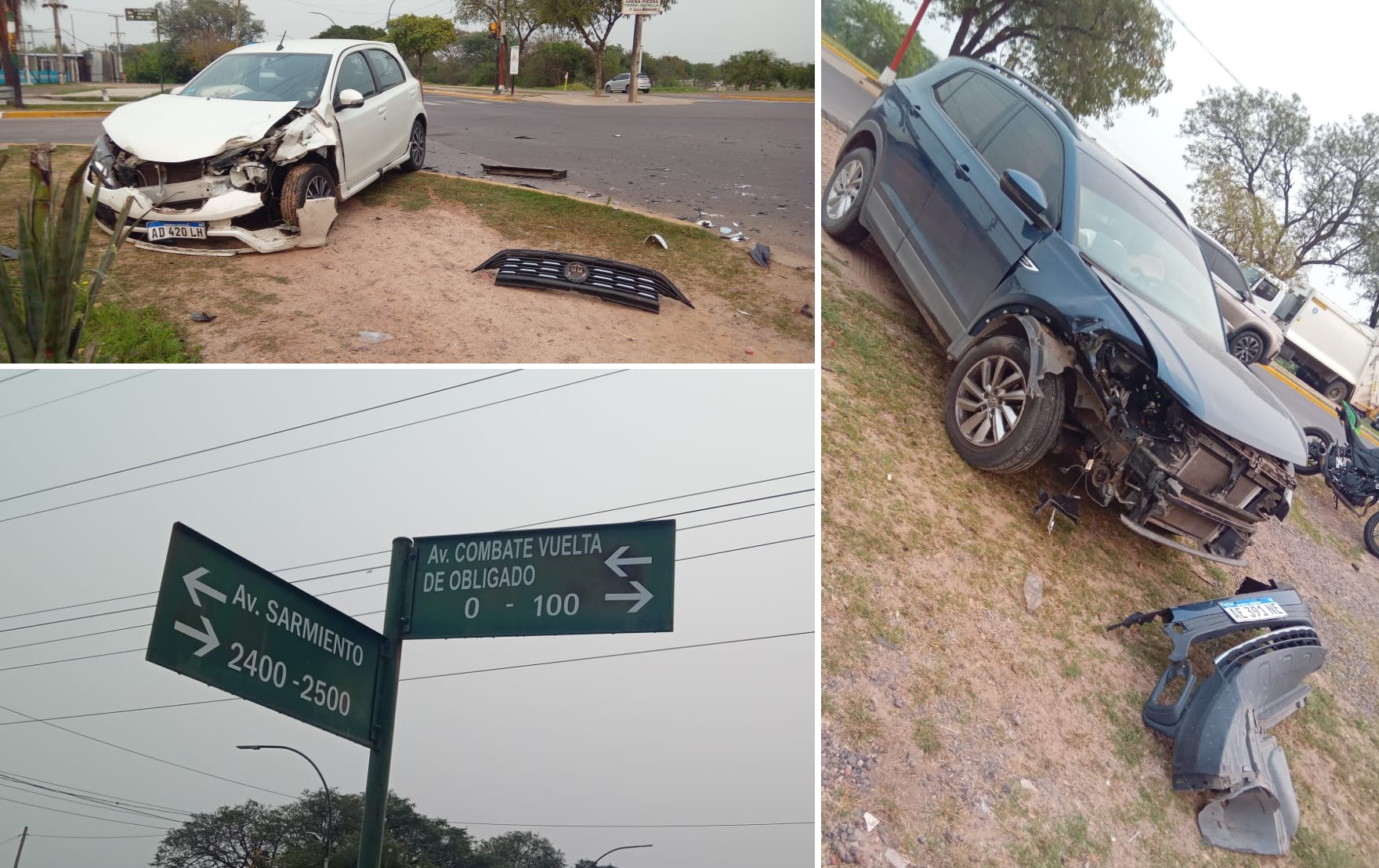 Espectacular choque entre dos autos en la esquina del shopping