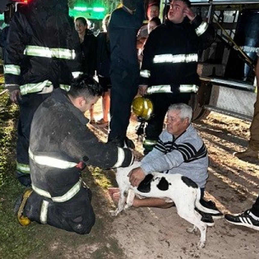 Extinguieron un incendio y salvaron a un perrito que había quedado atrapado
