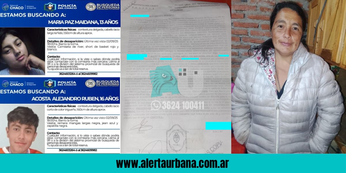 Desesperado pedido de una madre de Barranqueras por la desaparición de su hijo y novia adolescentes