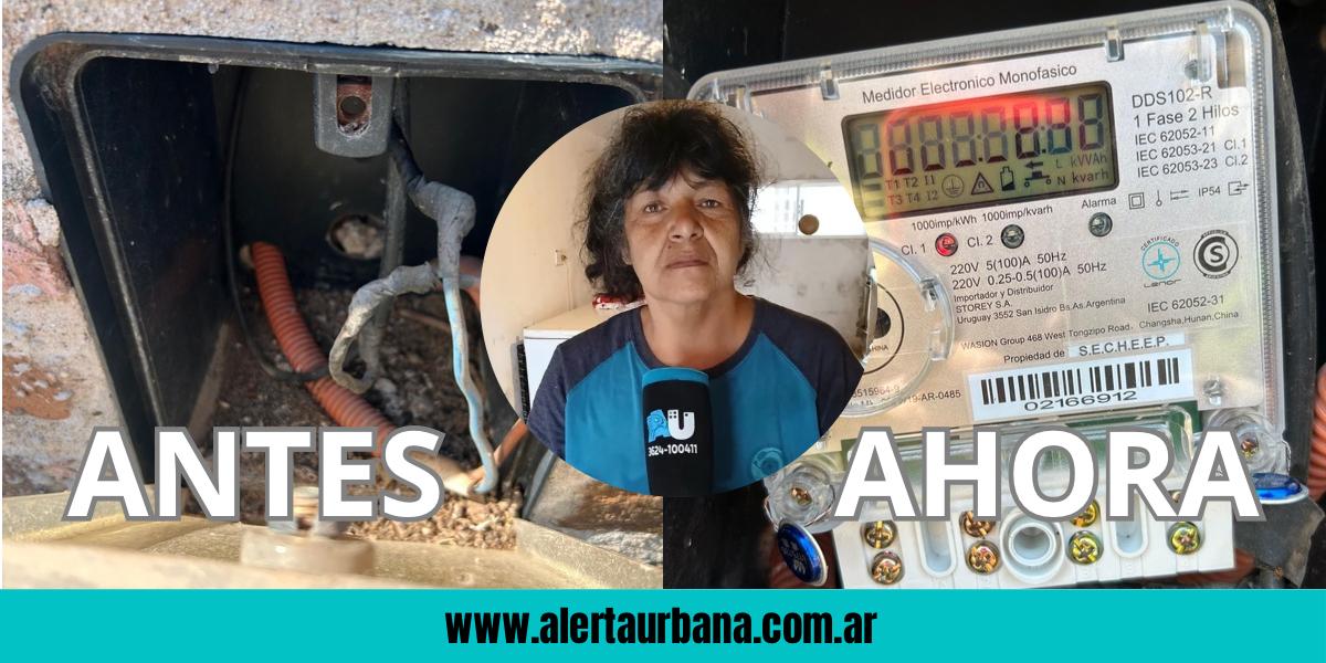   La campaña de Alerta Urbana lo hizo: Vicenta ya tiene medidor, un alivio para su marido electrodependiente