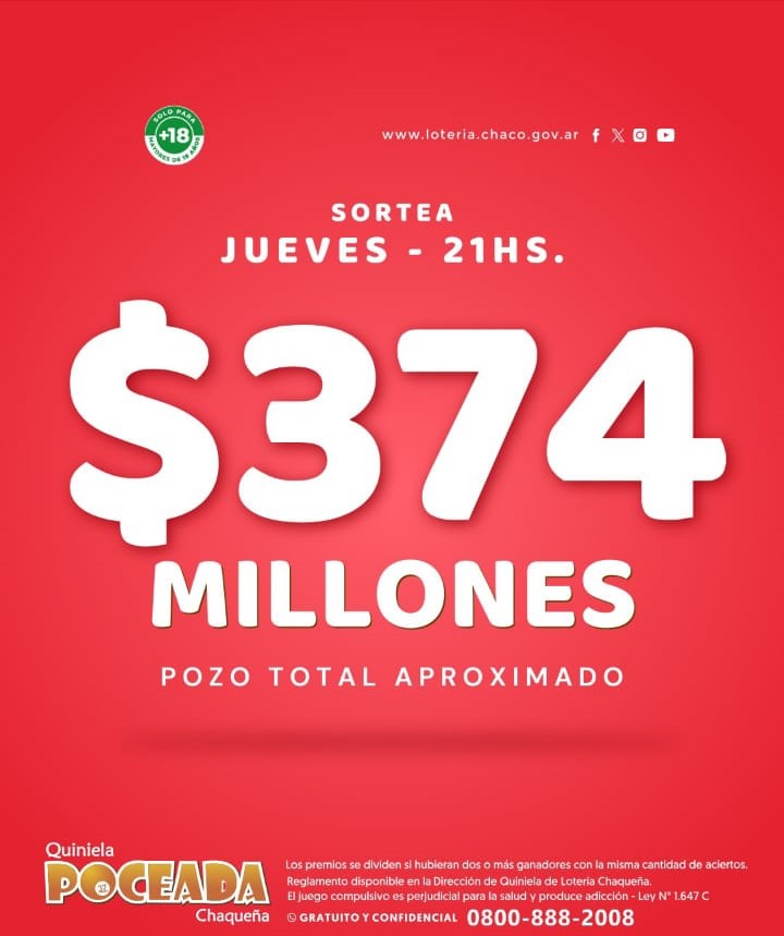 Engorda la Poceada: sin dueño y $ 374 millones sortea el jueves