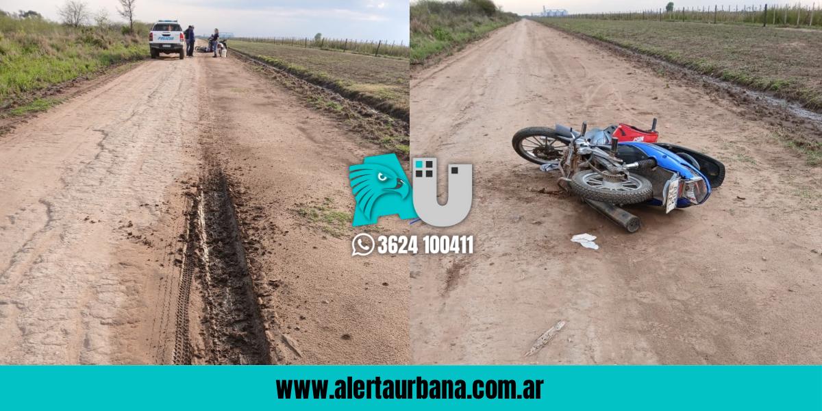 Motociclista resultó con traumatismo craneal tras accidente en camino vecinal de Corzuela