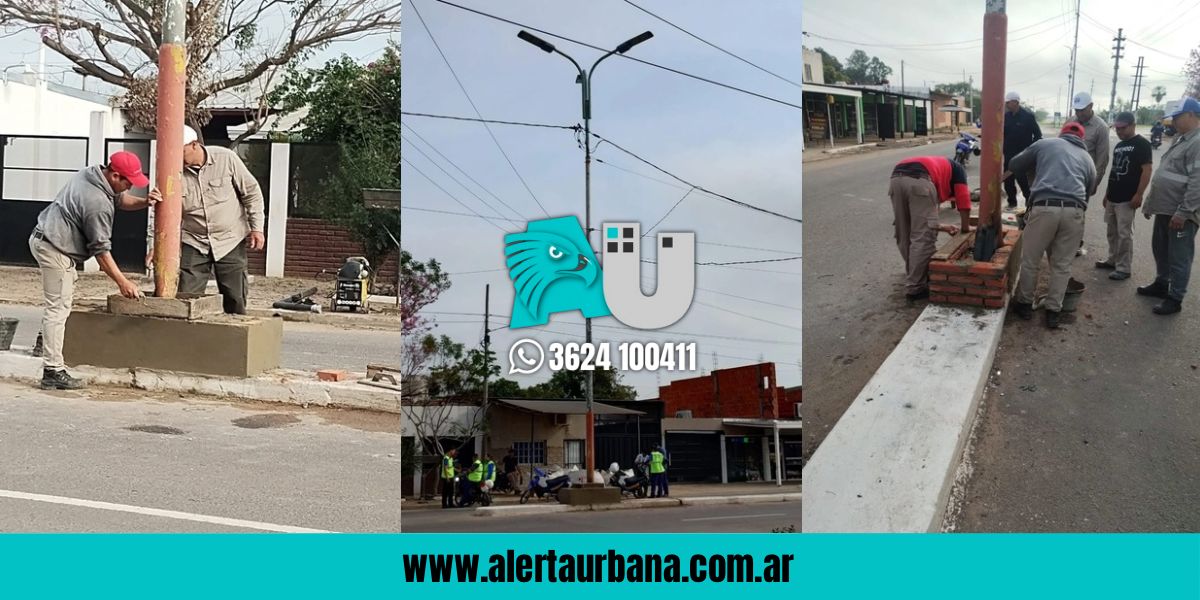 El municipio de Barranqueras reparó luminaria dañada tras un accidente