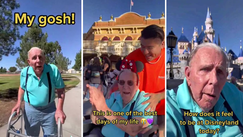 Tiene 100 años, es veterano de guerra y le cumplieron el sueño de visitar Disney