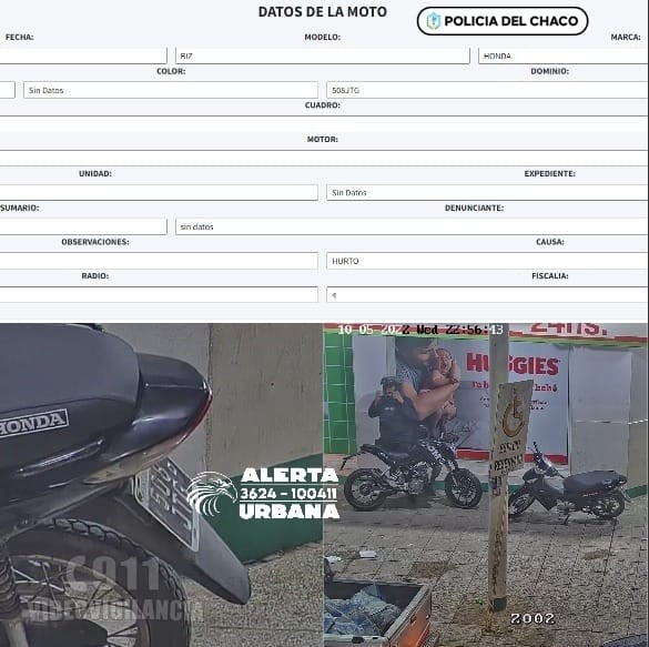 Videovigiladores detectaron una motocicleta con pedido de secuestro