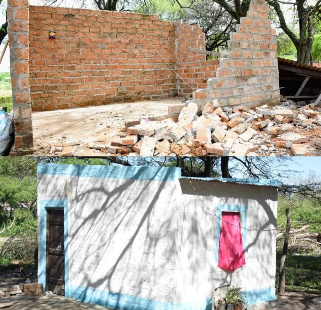 Reconstruye vivienda afectada por la tormenta en La Leonesa 