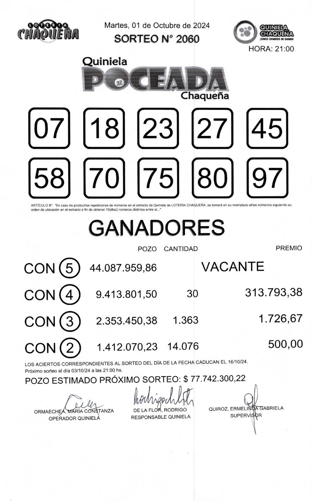 Martes vacío: la Poceada quedó vacante y el jueves hay $ 77 millones en juego