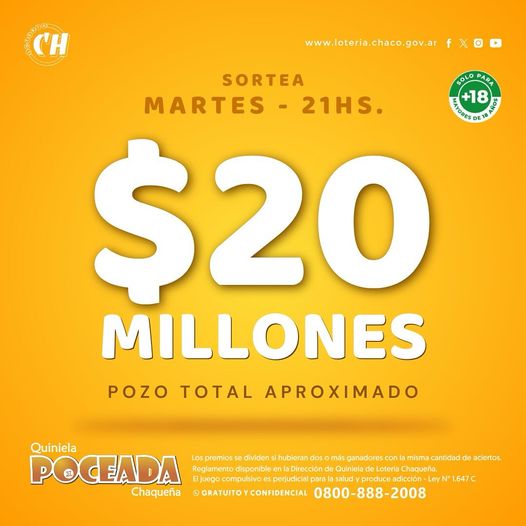 A probar suerte: La Poceada pone en juego 20 millones de pesos este martes