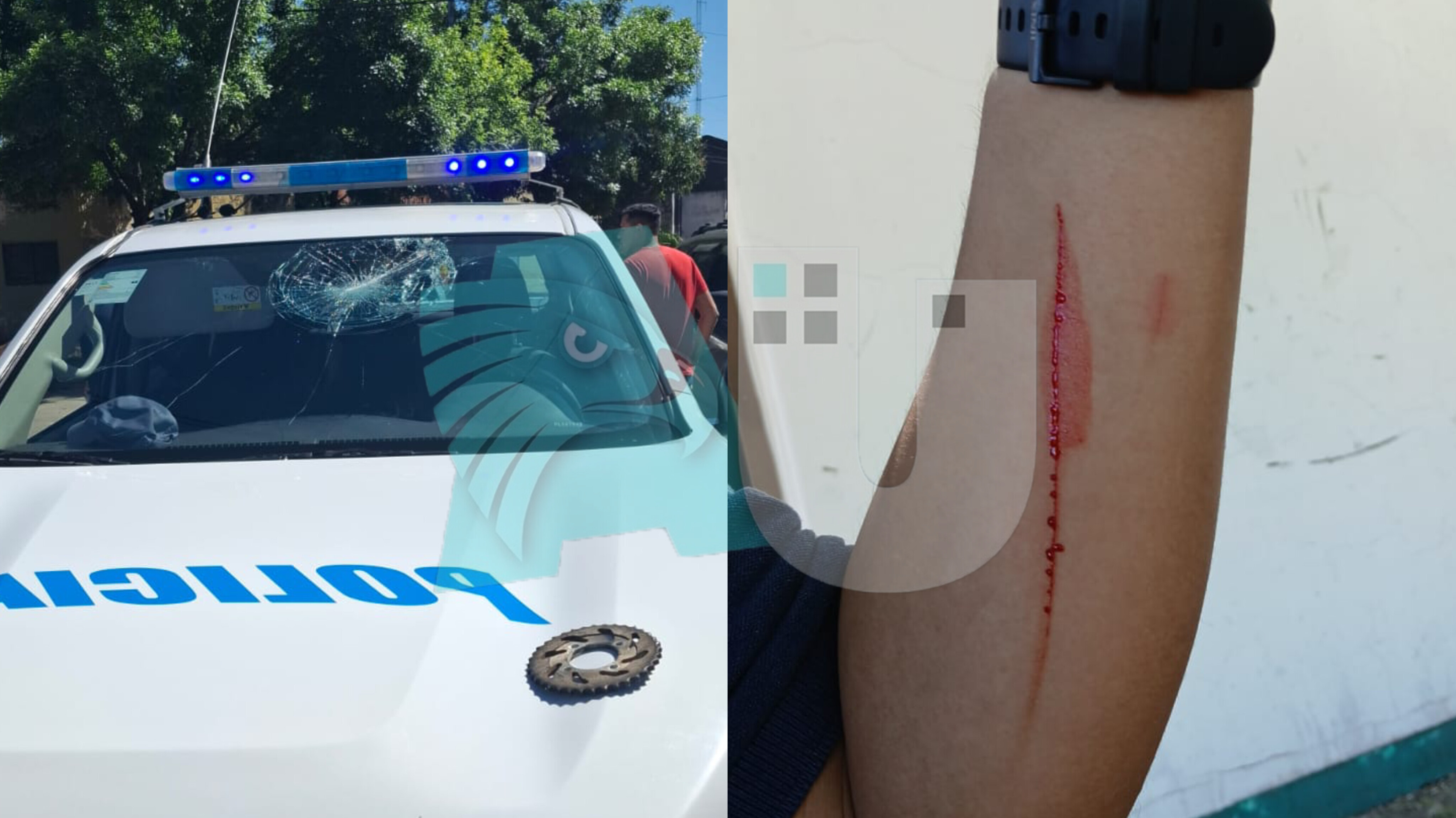  Desquiciado: tiró el piñón de una moto a un patrullero, lesionó a un policía y terminó preso