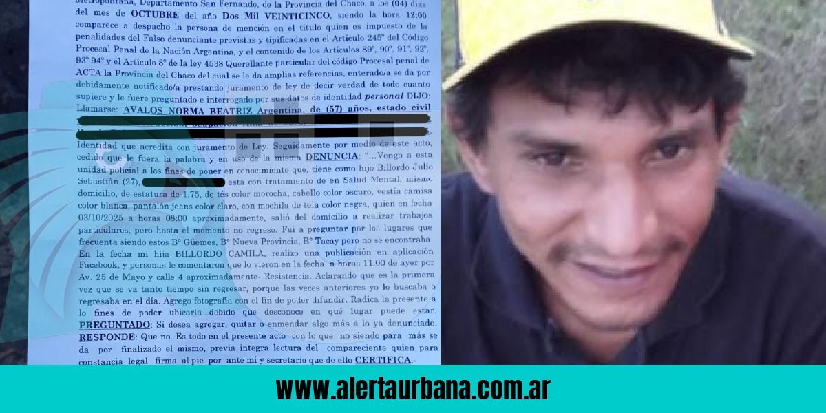 Desesperada búsqueda de un hombre bajo tratamiento de Salud Mental