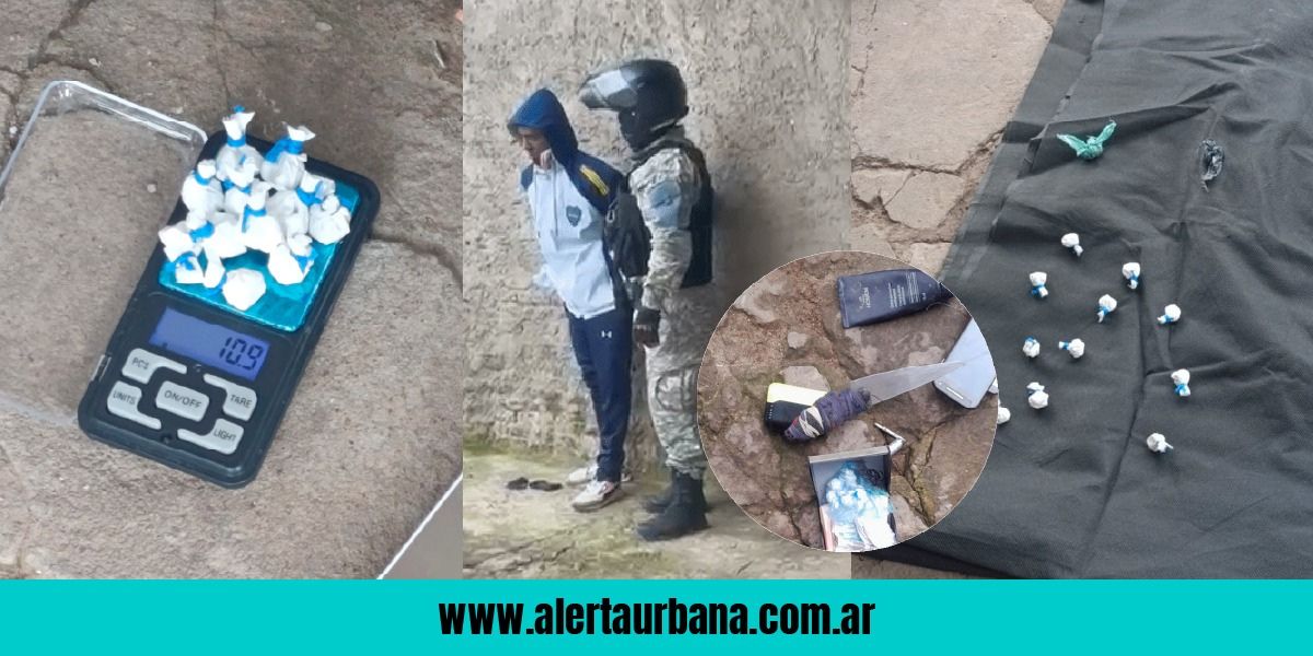 Se hizo el bravo con un cuchillo, pero fue detenido: tenía drogas y dinero en efectivo