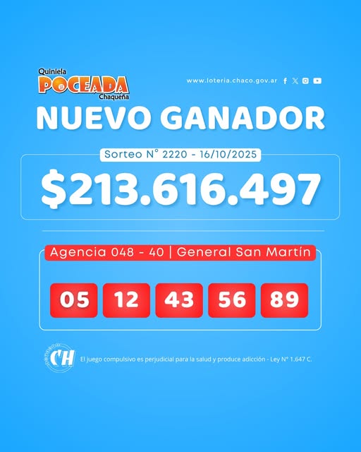 San Martín celebra con la Poceada: $ 213 millones para uno solo