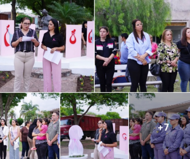 El municipio de Corzuela tiñó de rosa la ciudad con un mensaje de prevención y esperanza