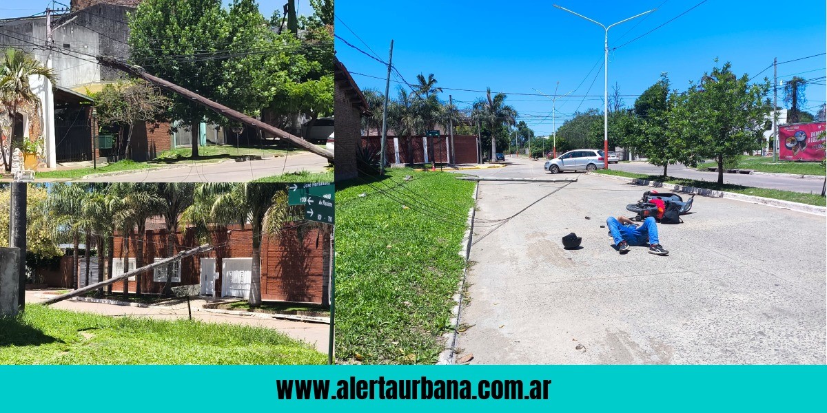 Grave accidente en Resistencia: un hombre no vio postes caídos y salió despedido de la moto