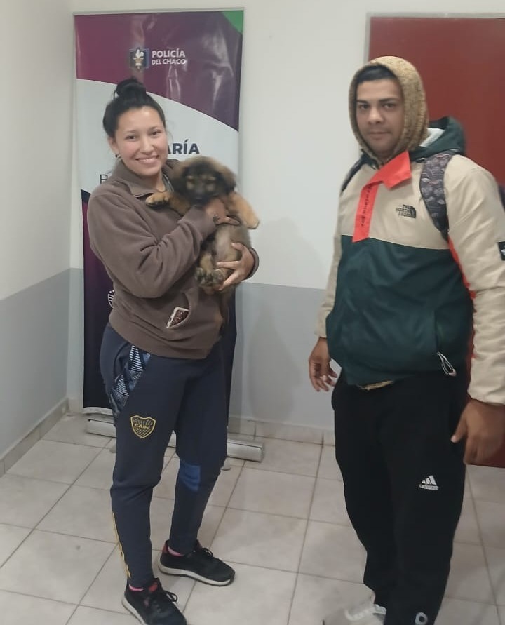 La policía encontró a un perrito que se había perdido en Barranqueras