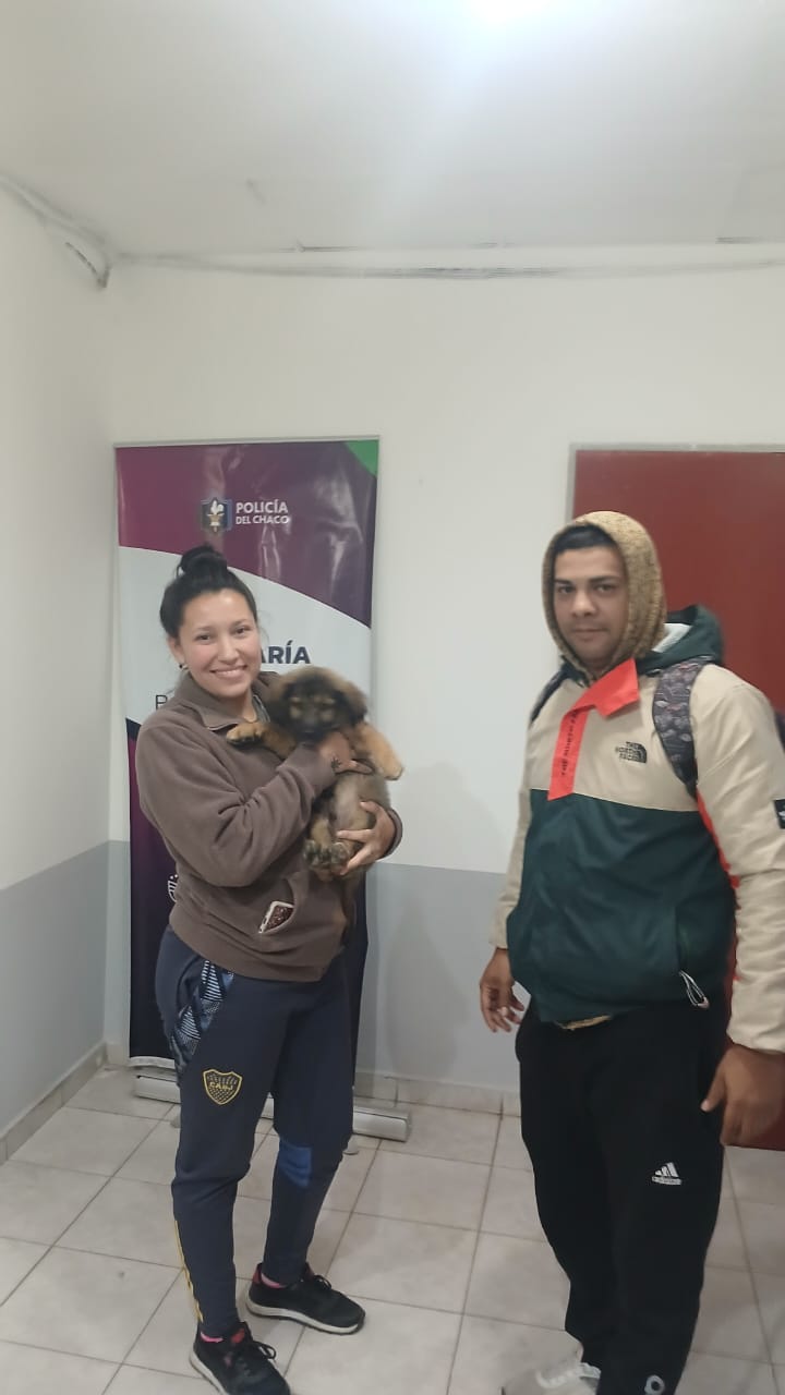 La policía encontró a un perrito que se había perdido en Barranqueras