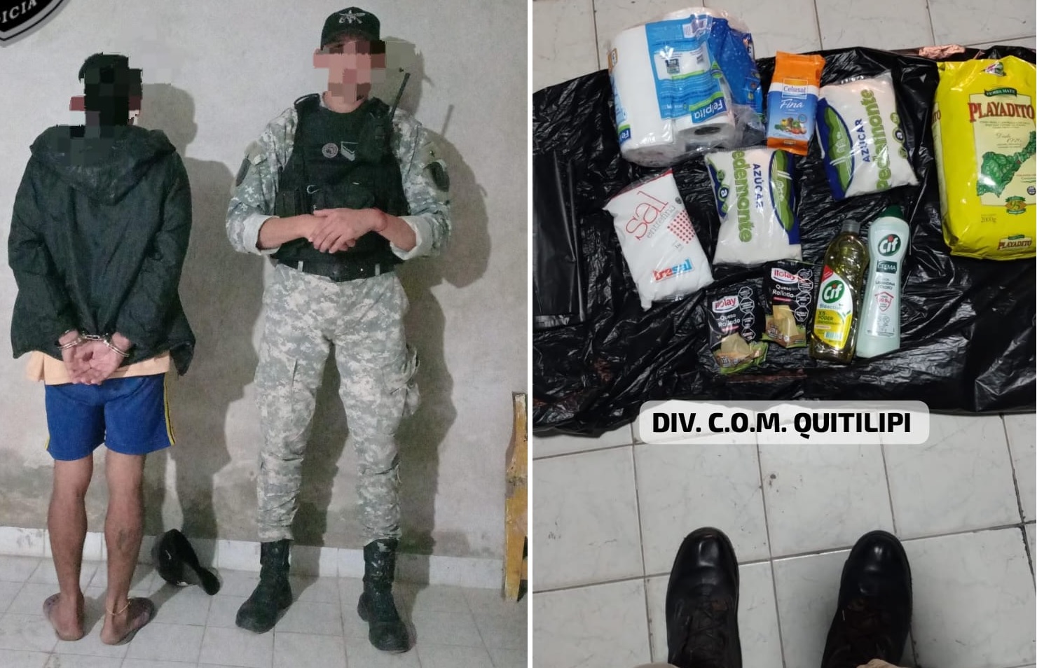 Quitilipi: lo detuvieron en la calle con un paquete de yerba, otro de azúcar y queso rallado