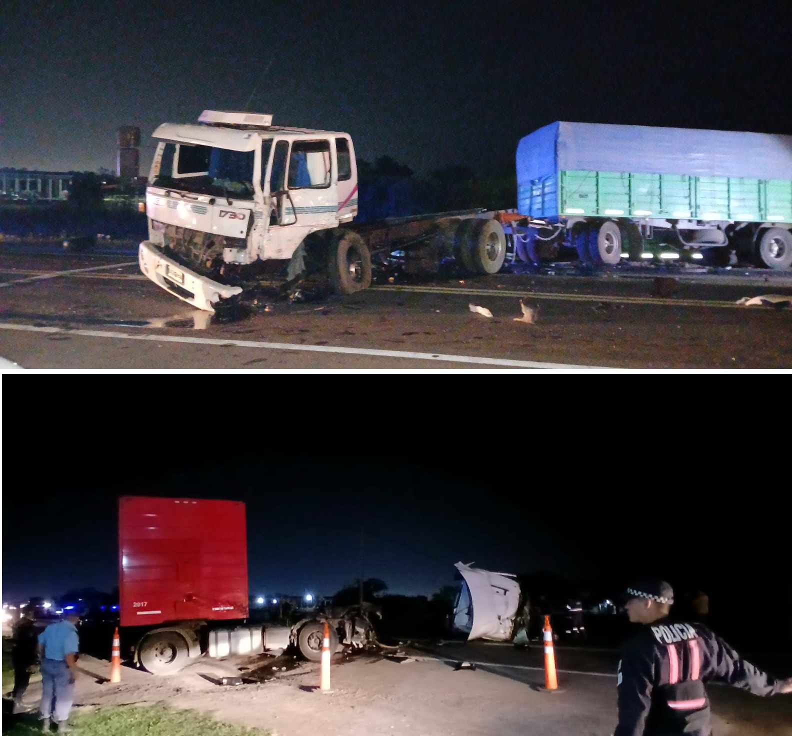 Un chofer herido tras fuerte choque entre dos camiones en la ruta 11
