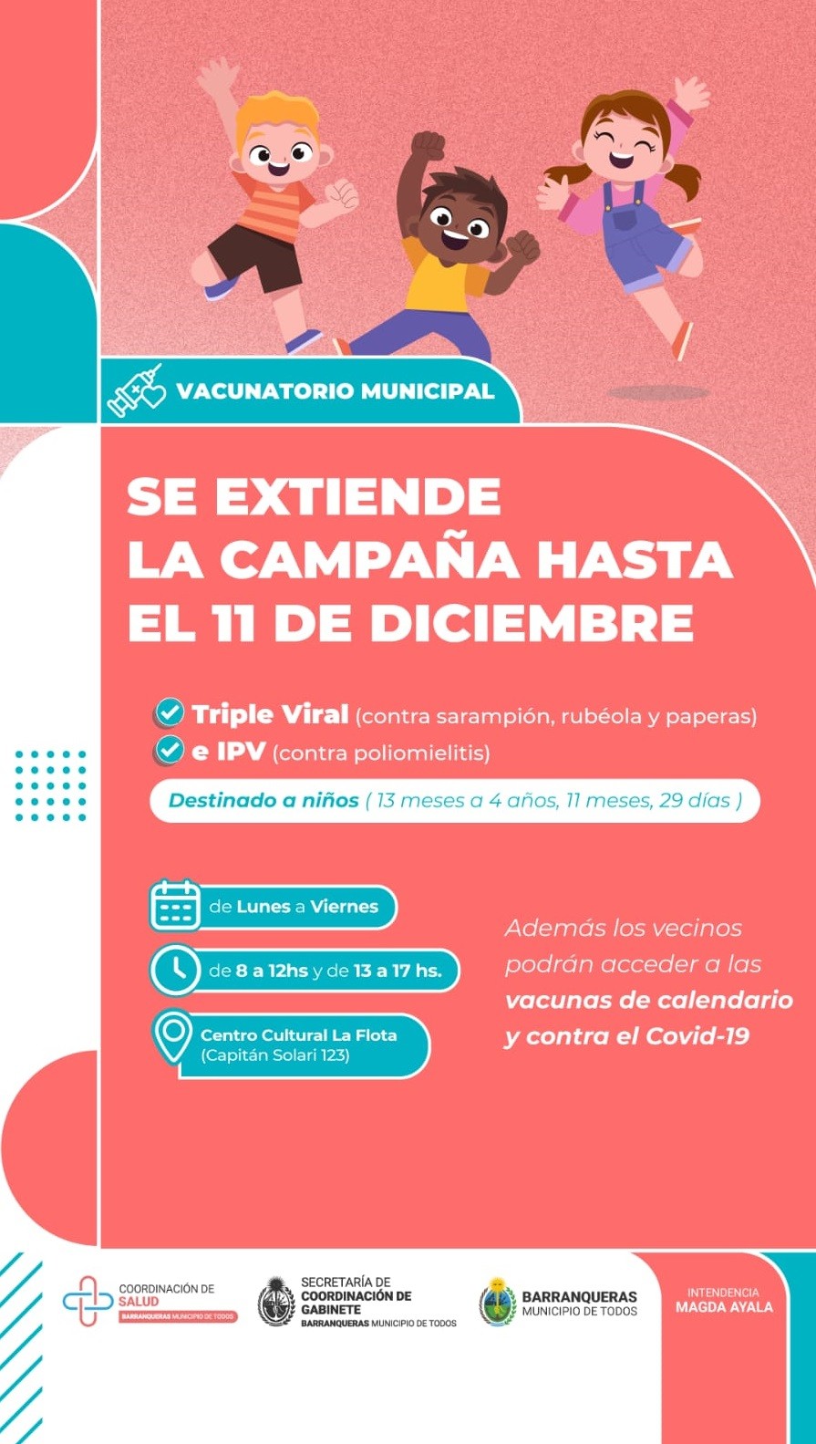 Continúa la Campaña de vacunación para niños en Barranqueras